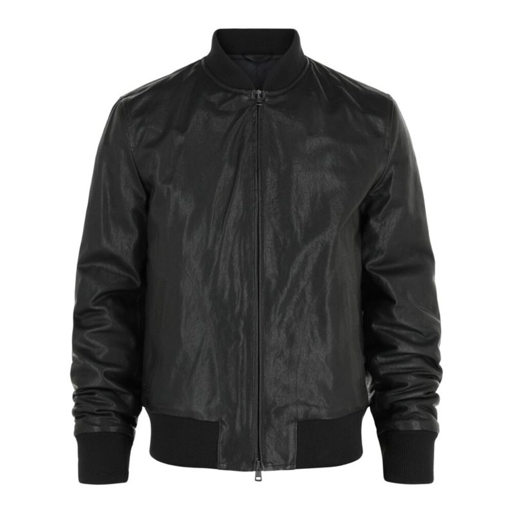 Slowear Montedoro Leather Bomber Jacket Black Mens